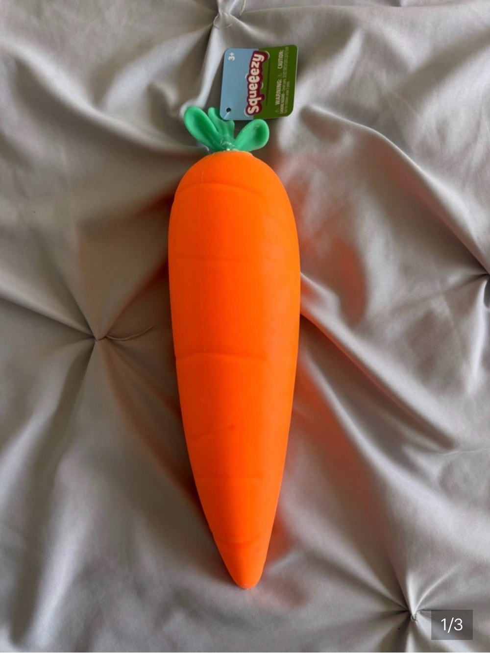 Squeezzy Carrot Dog Toy - Bright Orange with Green Top